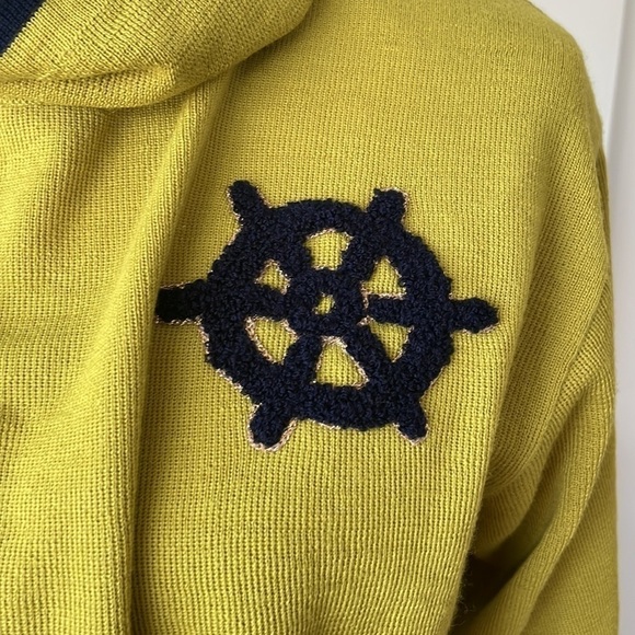 VINTAGE Nautical 🌊 Mustard and Navy Parch Sweater - Picture 4 of 8
